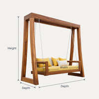 Solid Wood Porch Swing Outdoor Bench Garden Patio Relaxation, view 3