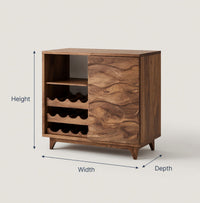 Solid Wood Bar Cabinet Wine Natural Dining Room, view 3