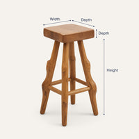 Solid Wood Bar Stool Rustic Handcrafted Kitchen Patio, view 3