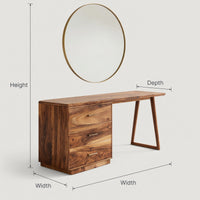 Solid Wood Dressing Table Makeup Vanity Desk Studio Apartment Beauty Space, view 3