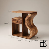 Solid Wood Record Player Stand Wave Vinyl Cabinet Boho Retreat, view 3