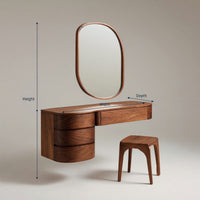 Solid Wood Dressing Table Minimalist Wall Mounted Vanity With Drawer Sunlit, view 3