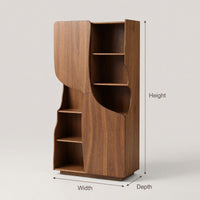 Solid Wood Bar Cabinet Sculptural With Curved Doors Kitchen Living Room, view 3