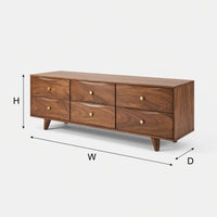 Six-Drawer Media Console in Walnut, Made to Order, view 3