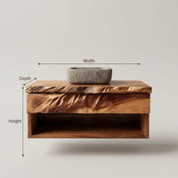 Solid Wood Bathroom Vanity Floating, view 3