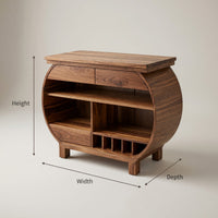 Solid Wood Bar Cabinet With Glass Holder Kitchen Island, view 3