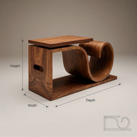 Solid Wood Record Player Stand Japandi Wave Cabinet Wellness Room, view 3