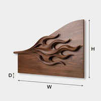 Walnut Drawn Out Into Flame, a Sculptural Wall Art Piece, view 3 — view 3