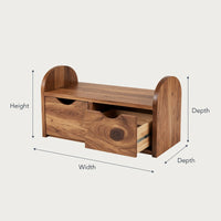 Solid Wood Shoe Storage Bench Rustic Organizer Cabinet Farmhouse Entryway Display, view 3