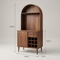 Solid Wood Bar Cabinet Classic Wine With Storage Dining Room, view 3
