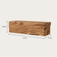 Solid Wood Floating Fireplace Mantel Rustic Shelf With Wave Carved Cozy, view 3