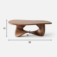 Sculpted Figure-Eight Coffee Table in Solid Hardwood, view 3