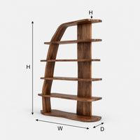 Arched Bookshelf with Sweeping Sail-Cut Side Panel, view 3