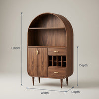 Solid Wood Bar Cabinet Arched Wine With Storage Dining Room, view 3