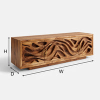 Tidepool Acacia Media Console with Deep Carved Relief, view 3