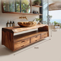 Solid Wood Bathroom Vanity Farmhouse Floating Storage, view 3