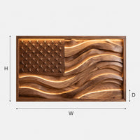 Backlit Wooden American Flag Wall Art, Made to Order, view 3 — view 3