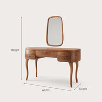 Solid Wood Dressing Table Vintage With Drawers Bedroom, view 3