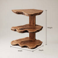 Solid Wood Natural Wood Floating Shelves Handcrafted Live Edge Corner Shelf, view 3