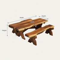 Solid Wood Teak Outdoor Table Rustic Picnic Bench Set Garden, view 3