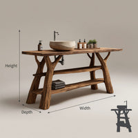 Solid Wood Live Edge Vanity Mid Century Bathroom Natural Solid Spa, view 3