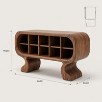 Solid Wood Record Player Stand Curved Luxury Suite, view 3