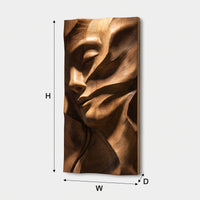 Gouge-Carved Woman's Face, Sculpted Teak Wall Relief, view 3 — view 3