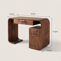 Solid Wood Dressing Table Sculptural Vanity Bedroom Area Makeup Space, view 3