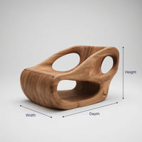 Solid Wood Chair Artistic Organic Lounge Home, view 3