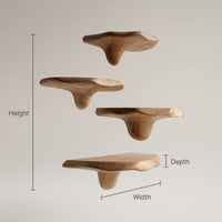 Solid Wood Mushroom Shelf Mid Century Handcrafted Entryway, view 3