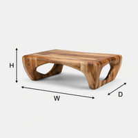 Oval Cutout Coffee Table Carved from One Wood Volume, view 3