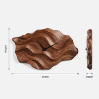 Solid Wood Clock Artistic Wall Wavy Design Living, view 3