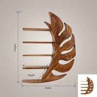 Solid Wood Corner Wall Bathroom Shelf Artistic Leaf, view 3