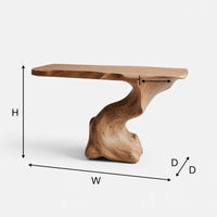 Wave-Carved Console Table with a Live Edge Top, view 3
