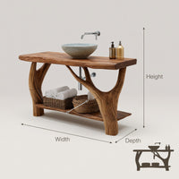 Solid Wood Live Edge Vanity Farmhouse Solid Bathroom Organic Home Bath, view 3