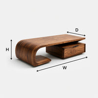 Single Drawer Coffee Table with Sculpted Scroll Leg, view 3