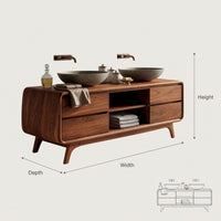 Solid Wood Bathroom Vanity With Drawers Both Sides, view 3
