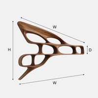 Wingform Wall Bookshelf, Carved from Solid Walnut, view 3