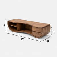 Kidney-Curve TV Console with Drawers and Open Shelves, view 3