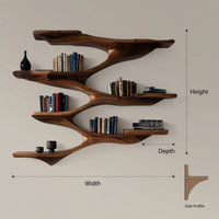 Solid Wood Wall Mounted Shelf Mid Century Living Room Space, view 3