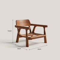 Solid Wood Chair Minimalist Accent Without Cushion Living, view 3