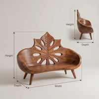 Contemporary Sunburst Leaf Back Bench For Lounge Interior Space, view 3