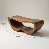 Solid Wood Teak Shower Bench Minimalist Organic Bathroom Spa, view 3