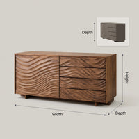 Solid Wood Sideboard With Sculpted Wave Doors Modern, view 3