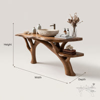Solid Wood Live Edge Vanity Mid Century Guest Bathroom Setup, view 3