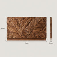 Solid Wood Headboard Leaf Relief Minimal Bedroom, view 3