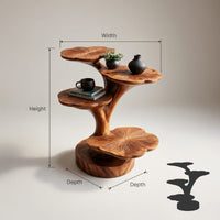 Wooden Accent Table Leaf Inspired Design For Sofa Area, view 3
