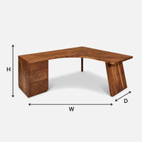 Angled Leg Corner Desk in Solid Walnut with Drawers, view 3