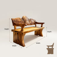 Solid Wood Outdoor Garden Bench Live Edge Entryway Interior Home, view 3