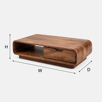 Softened Rectangle Coffee Table with Drawer and Open Bay, view 3